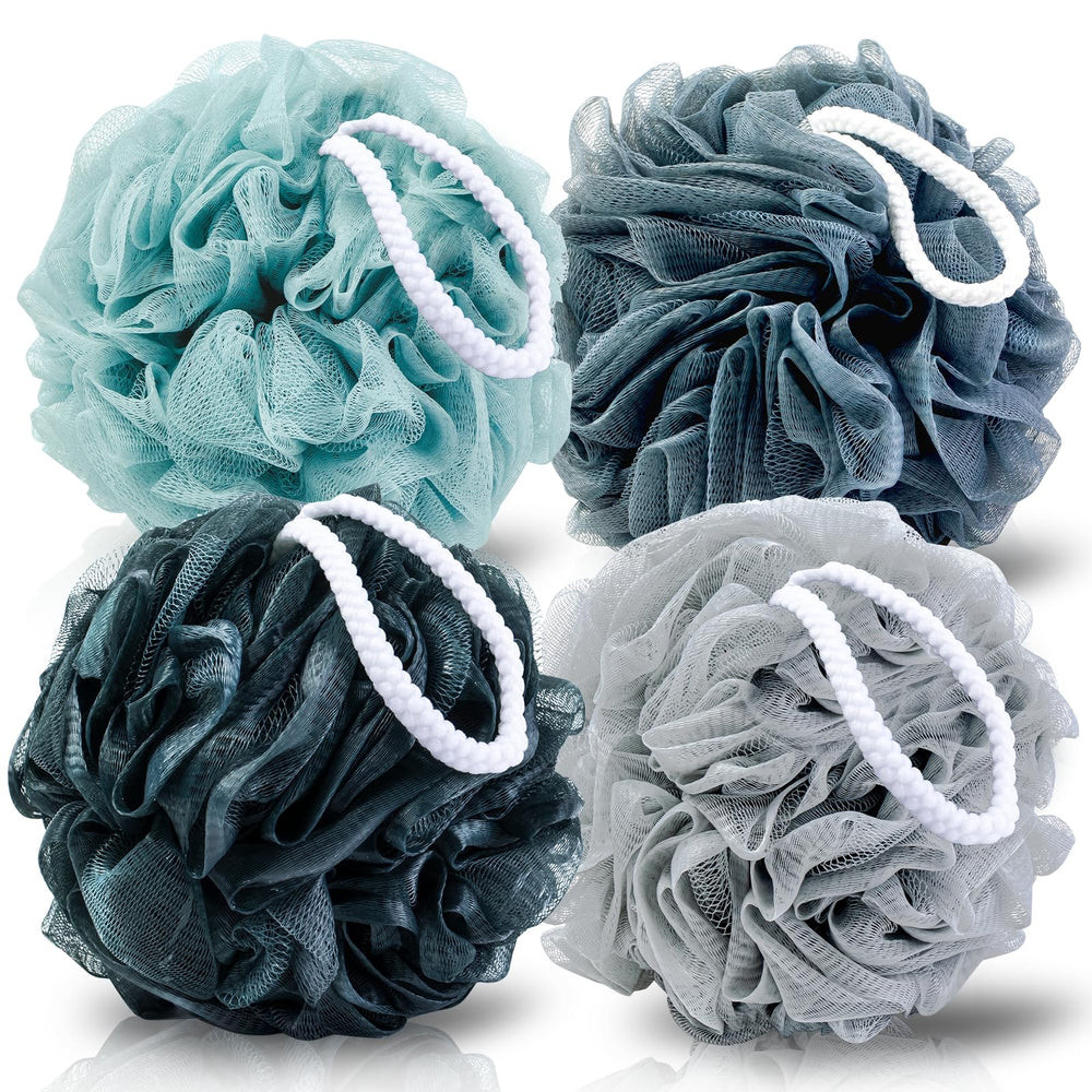 MTDLYICE Loofah XXL 100 g en bleu gris, exfoliation douce et mousse généreuse