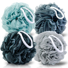 MTDLYICE Loofah XXL 100 g en bleu gris, exfoliation douce et mousse généreuse