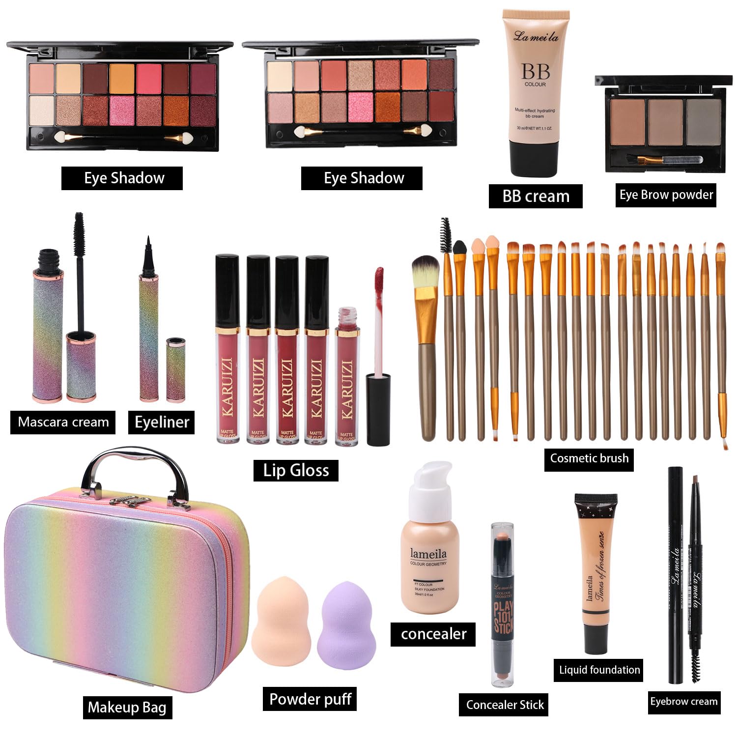MTDXILTAI palettes ombres arc-en-ciel offrant une large variété pour looks variés.