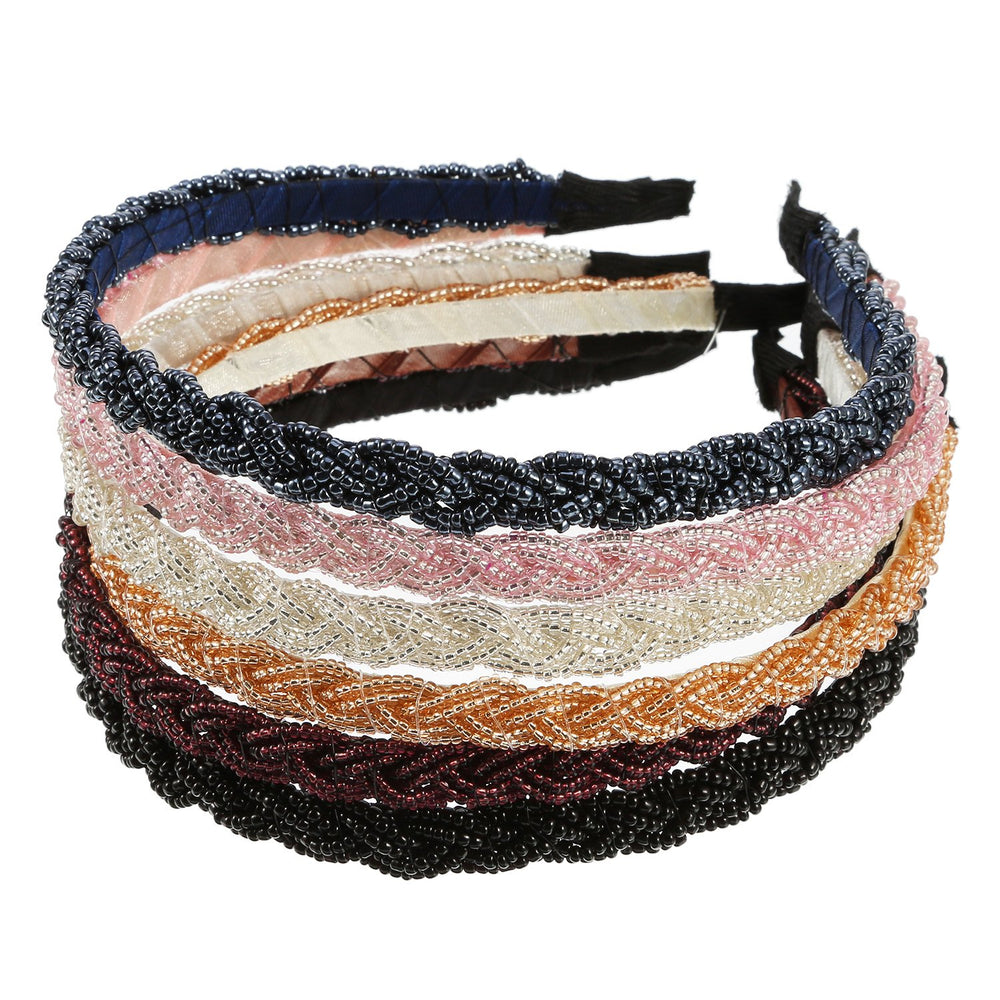 Bandeau MTLEE perles café profond, look chaud et sophisticated