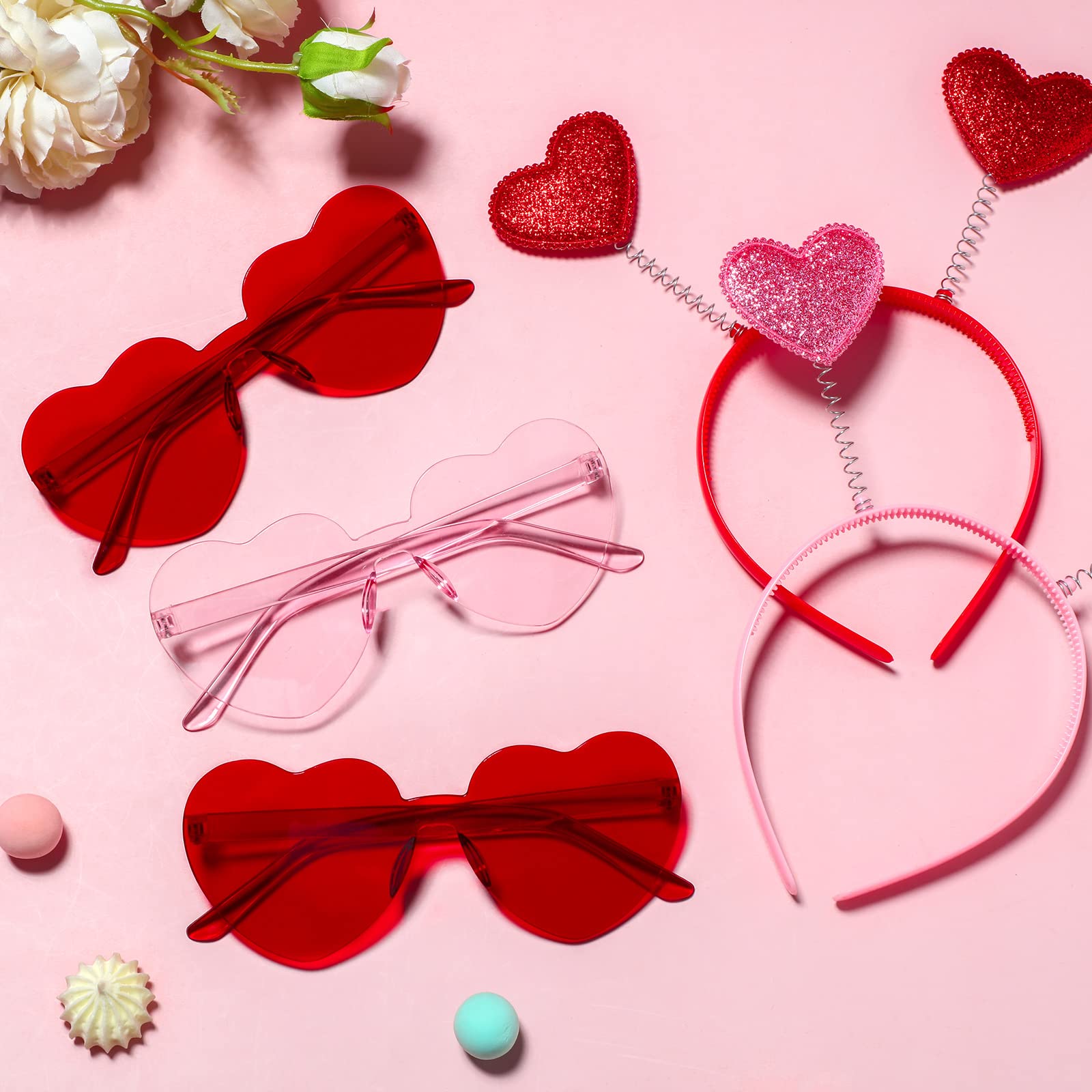 Lunettes cœur MTLEE rouges parfaites pour fête et séance photo
