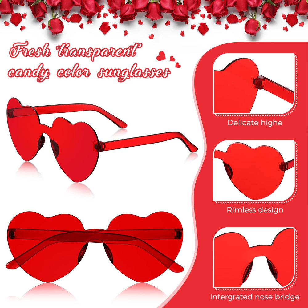 MTLEE lunettes cœur rouge, look chic et léger pour photos.