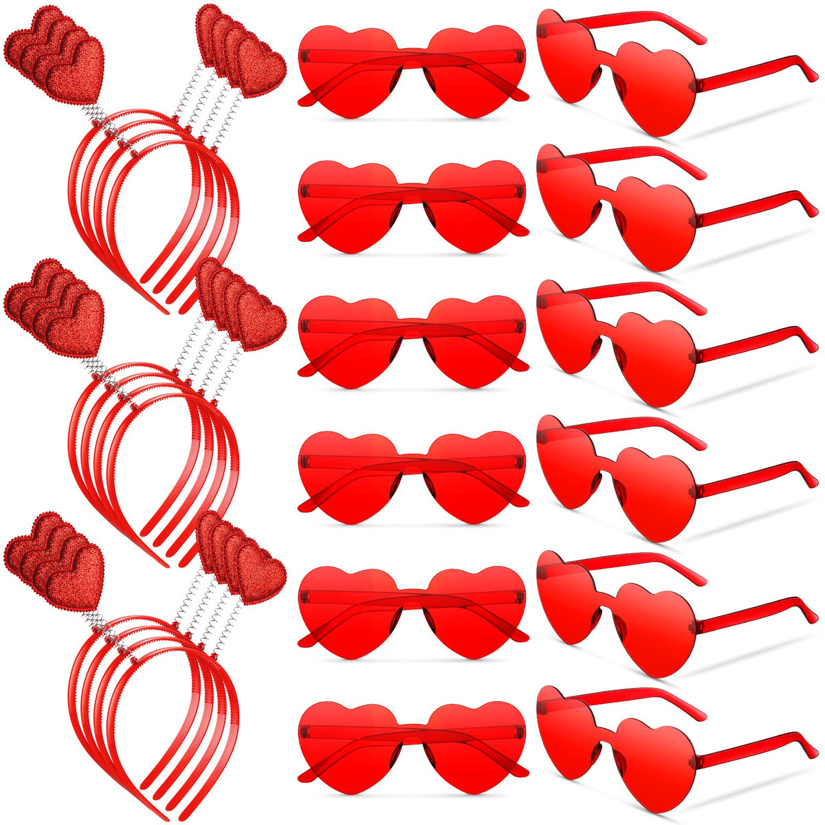 Lunettes cœur MTLEE rouges pour photomaton romantique et festif