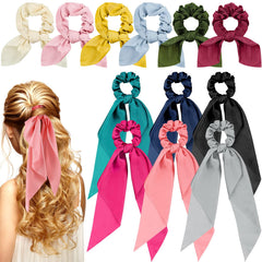MTLEE ruban-coiffure satin long bleu pour un look élégant rapide