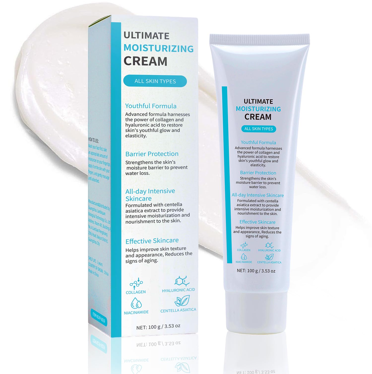 Mtmult bouteille crème visage montre hydratation durable pour le visage.