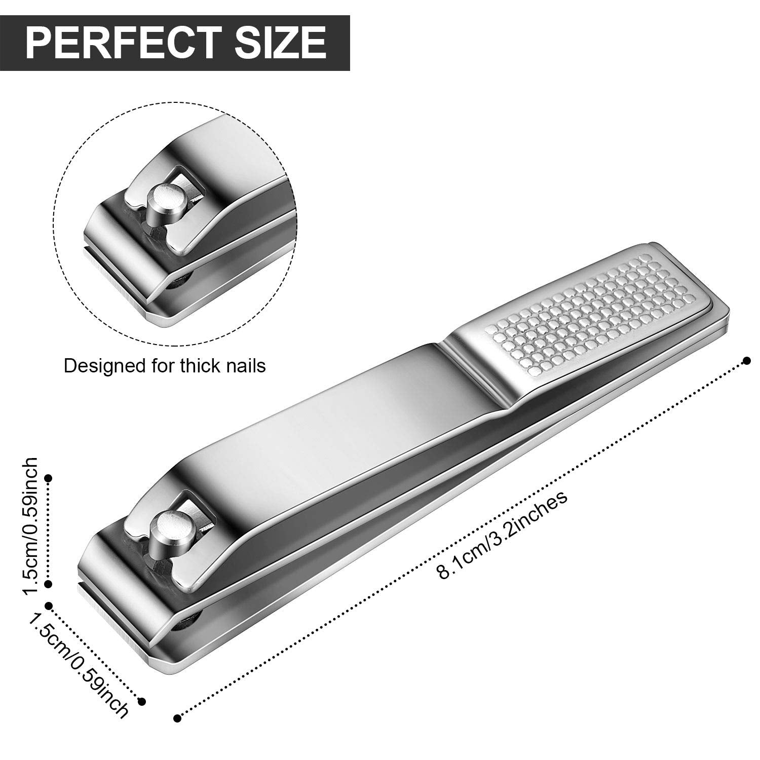 Mudder coupe-ongles en acier inoxydable avec lame droite pour ongles épais.