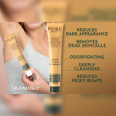 MUDMASKY Pure Grains Café Recyclés: ingrédients simples et responsables pour votre rituel d'hygiène.