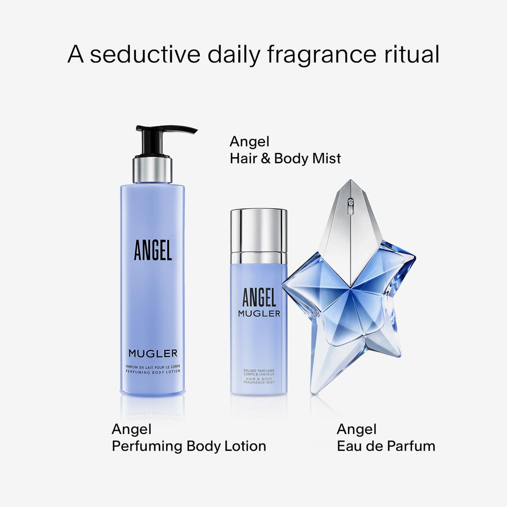 Mugler Angel Crème pour le corps, emballage élégant et étoile iconique.