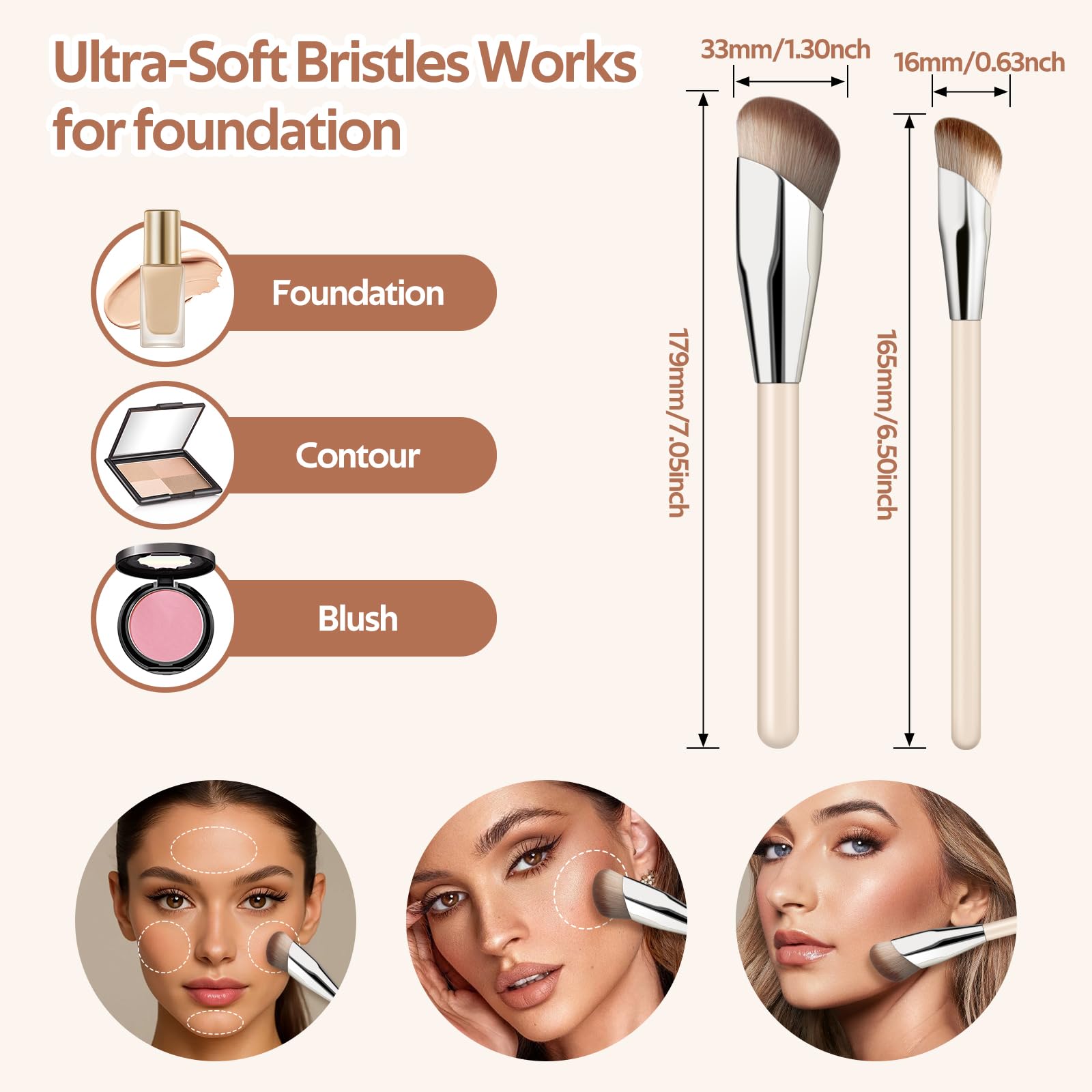 Pinceau angulé MUIIGOOD pour application quotidienne du blush.