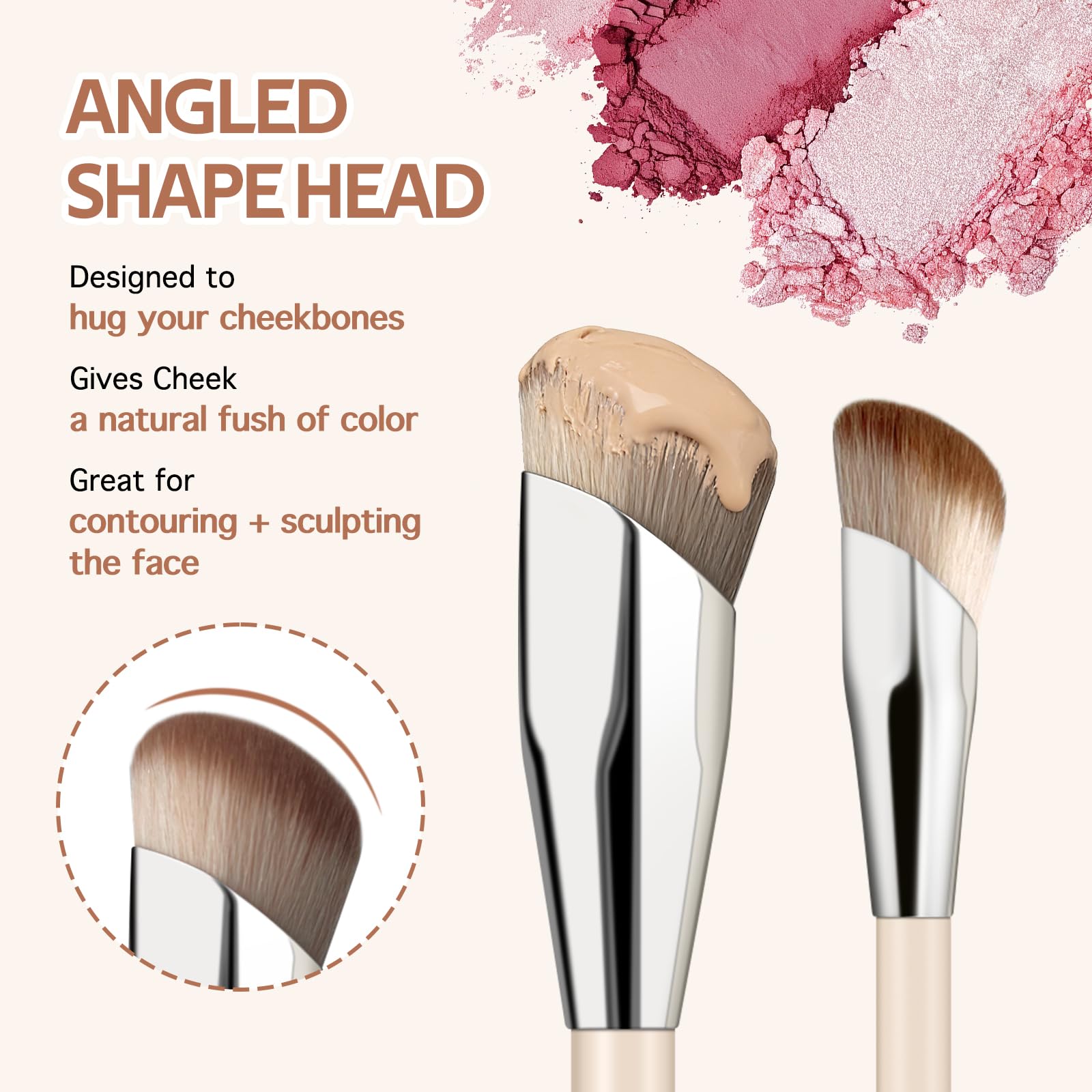 Pinceau blush angulé MUIIGOOD pour blush en poudre et précision.