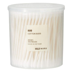 MUJI coton-tiges 200 pièces dans une boîte blanche, nettoyage précis.