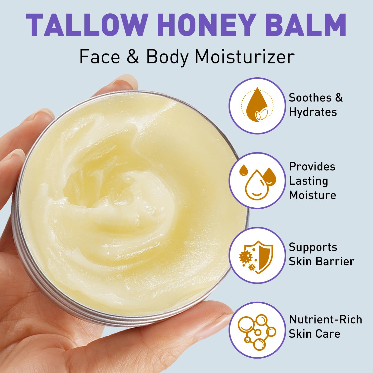 Mulukiss tallow de boeuf et miel cru, parfum apaisant pour la routine hydratante.