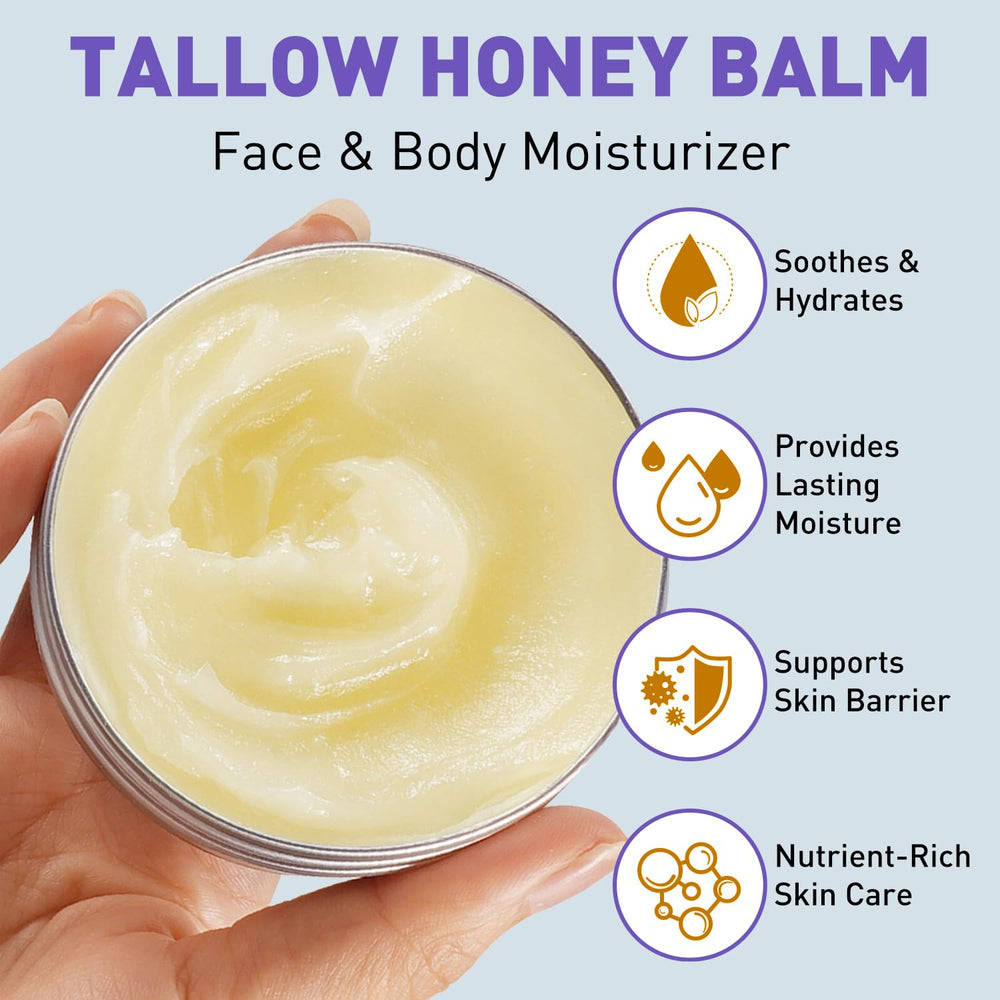 Mulukiss tallow de boeuf et miel cru, parfum apaisant pour la routine hydratante.