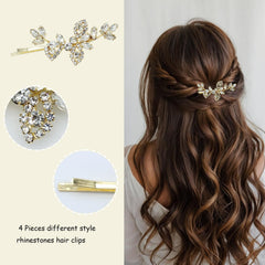 Mulzile broches cheveux or perles brillantes, idéal pour un chignon élégant.