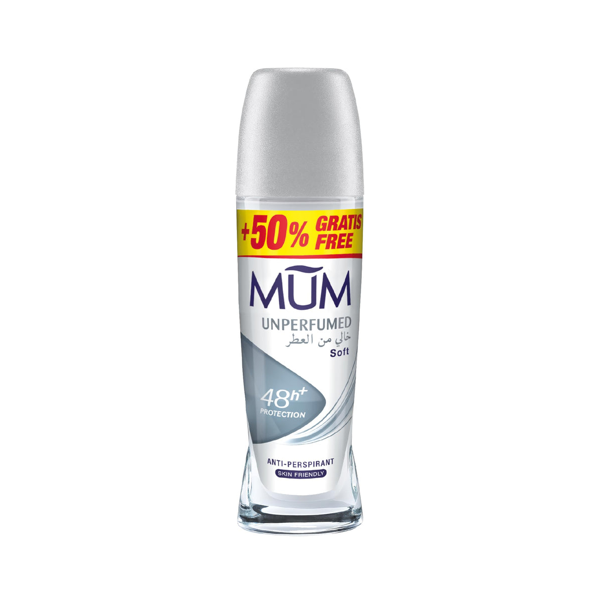 MUM sans parfum, bouteille roll-on 50 ml offrant une protection discrète.