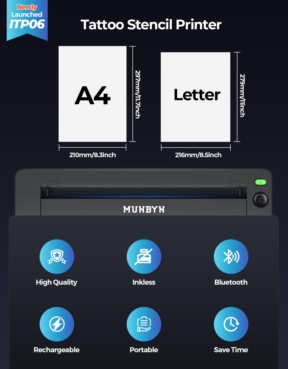 MUNBYN ITP06: connexion filaire Windows/macOS en complément du Bluetooth.