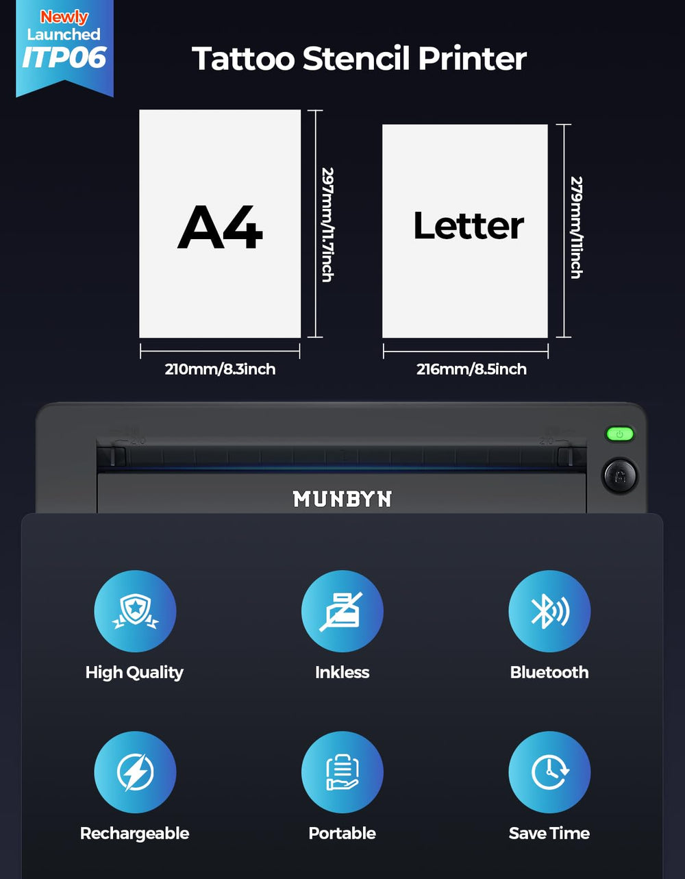 MUNBYN ITP06: connexion filaire Windows/macOS en complément du Bluetooth.