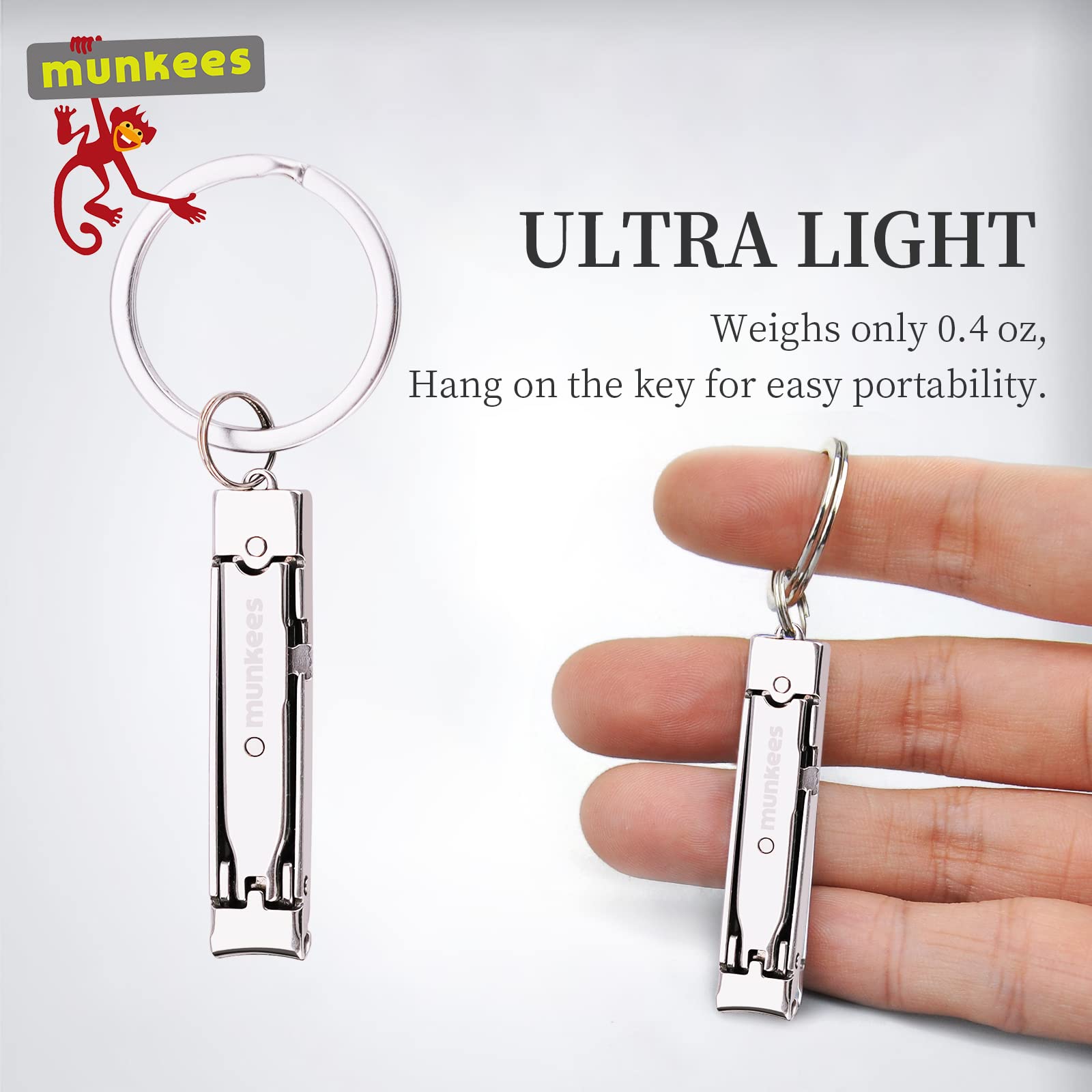 Munkees coupe-ongles pliable en action lors d une ouverture propre.