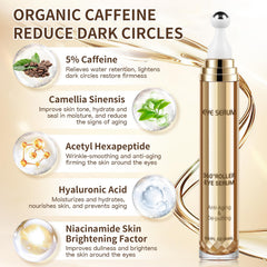 Muocobu Sérum Caféine - Roller 360: massage frais pour atténuer la fatigue visuelle.