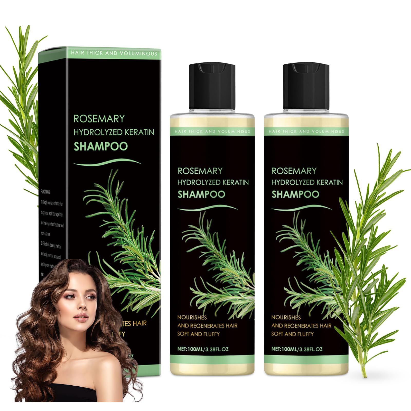 Shampoing muoyid au romarin et kératine – Bouteille, nettoie en douceur tout en fortifiant les cheveux.