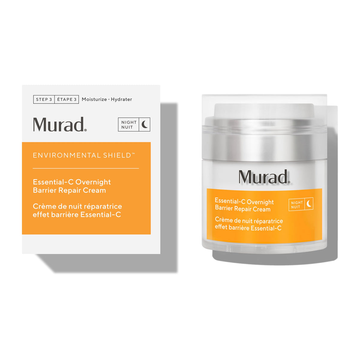 Murad Essential-C bouteille nuit offre une hydratation nocturne ciblée.
