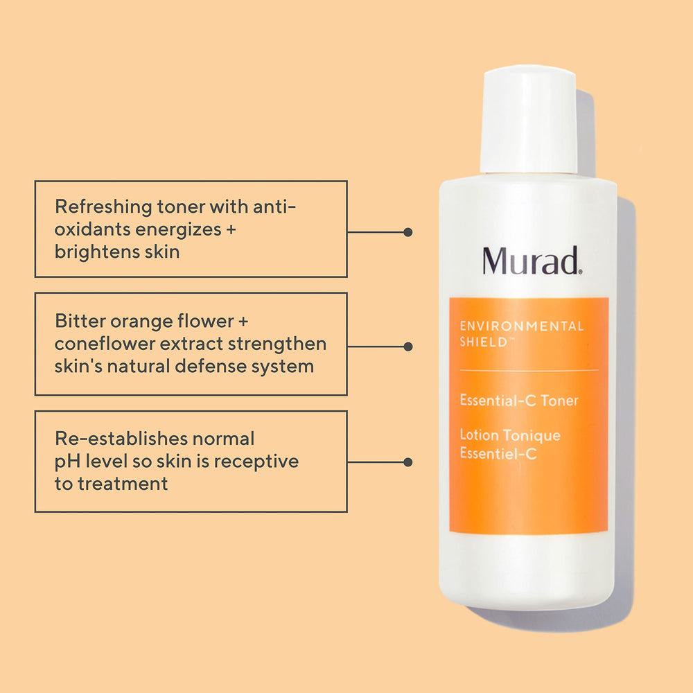Murad Essential-C Toner, étiquette lumineuse visible guide simple pour l'utilisation.