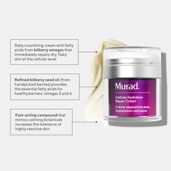 Murad Hydratation Cellulaire Bilberry: huile riche en oméga pour peau nourrie.