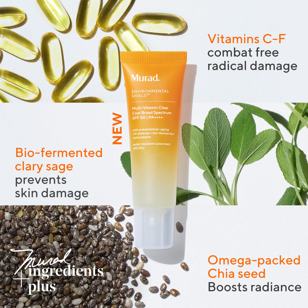 Murad Multi-Vitamin Clear Coat SPF 50, application facile sur le visage et le cou.