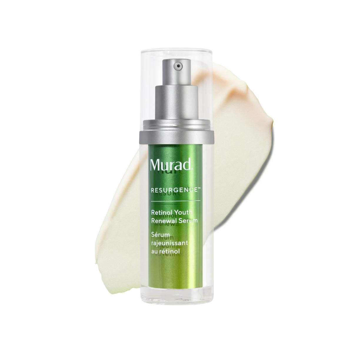 Murad Retinol Youth Renewal Serum – bouteille élégante suggérant un effet raffermissant.