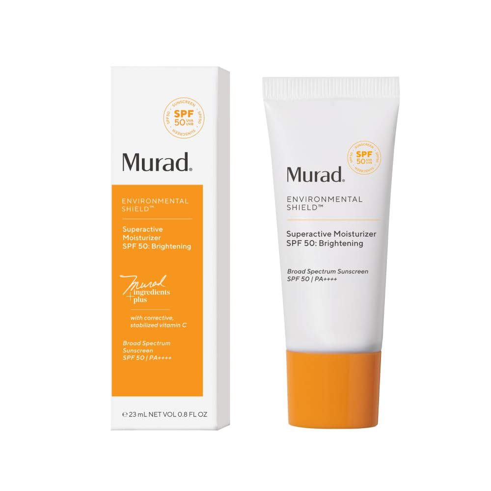 Murad Superactive Brightening Moisturizer SPF 50, bouteille élégante prête au voyage et hydratation durable