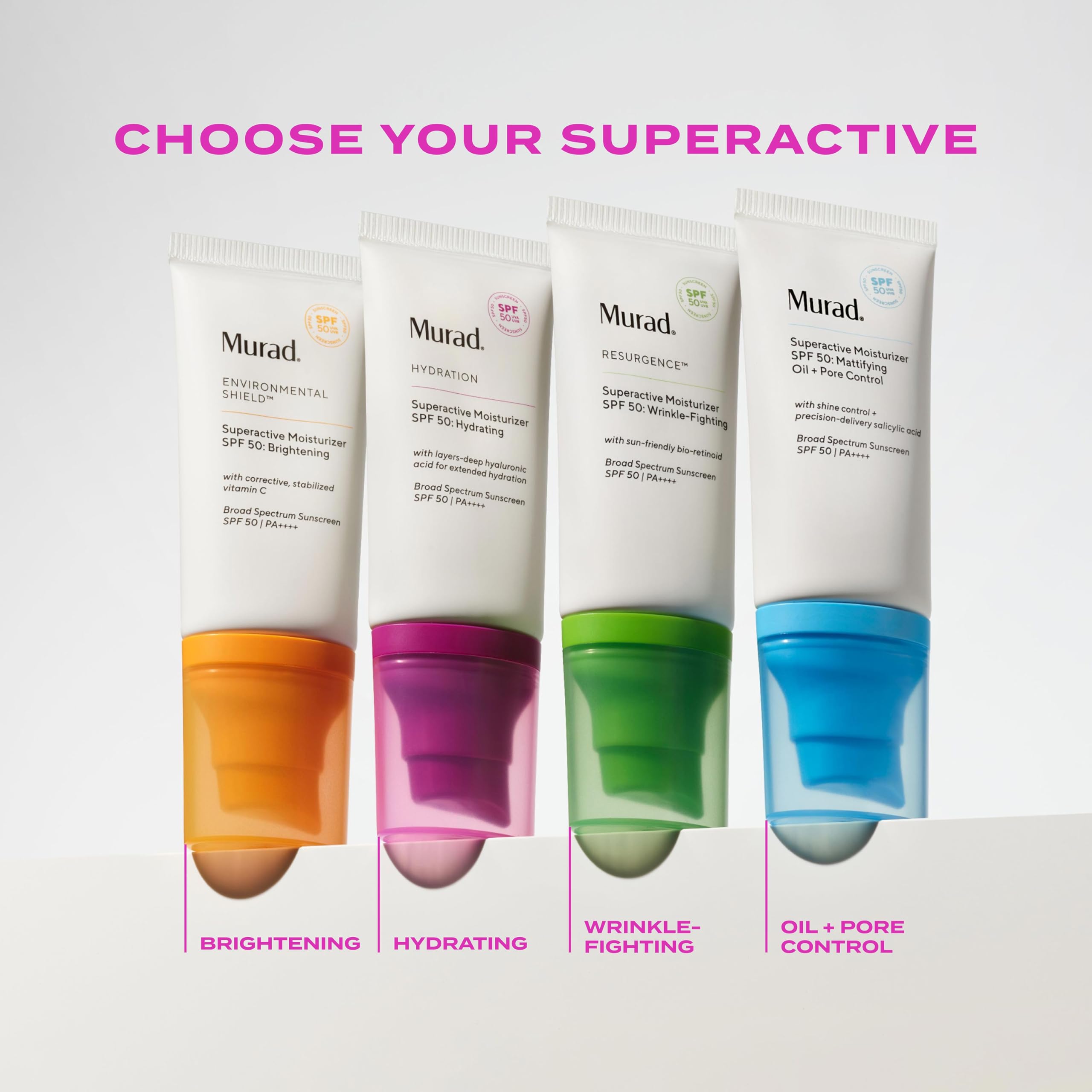 Murad Superactive hydratant visage SPF50 – base idéale pour un maquillage homogène.
