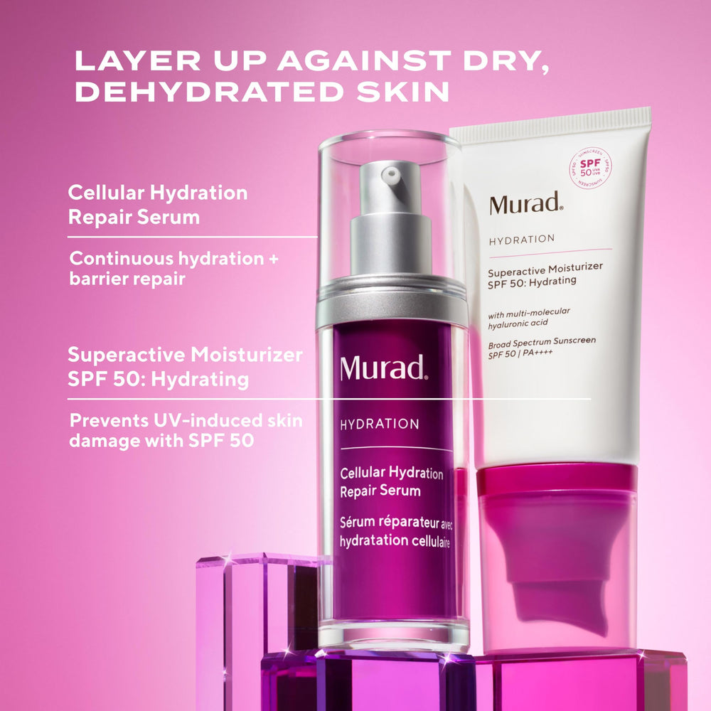 Murad Superactive hydratant visage SPF50 – formule non comédogène adaptée à la peau.