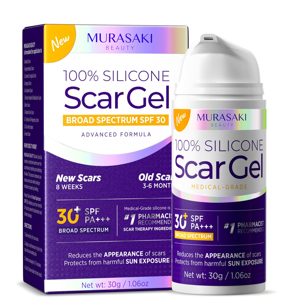 Gel cicatrice MURASAKI BEAUTY, flacon 30 g, application facilitée pour cicatrices récentes