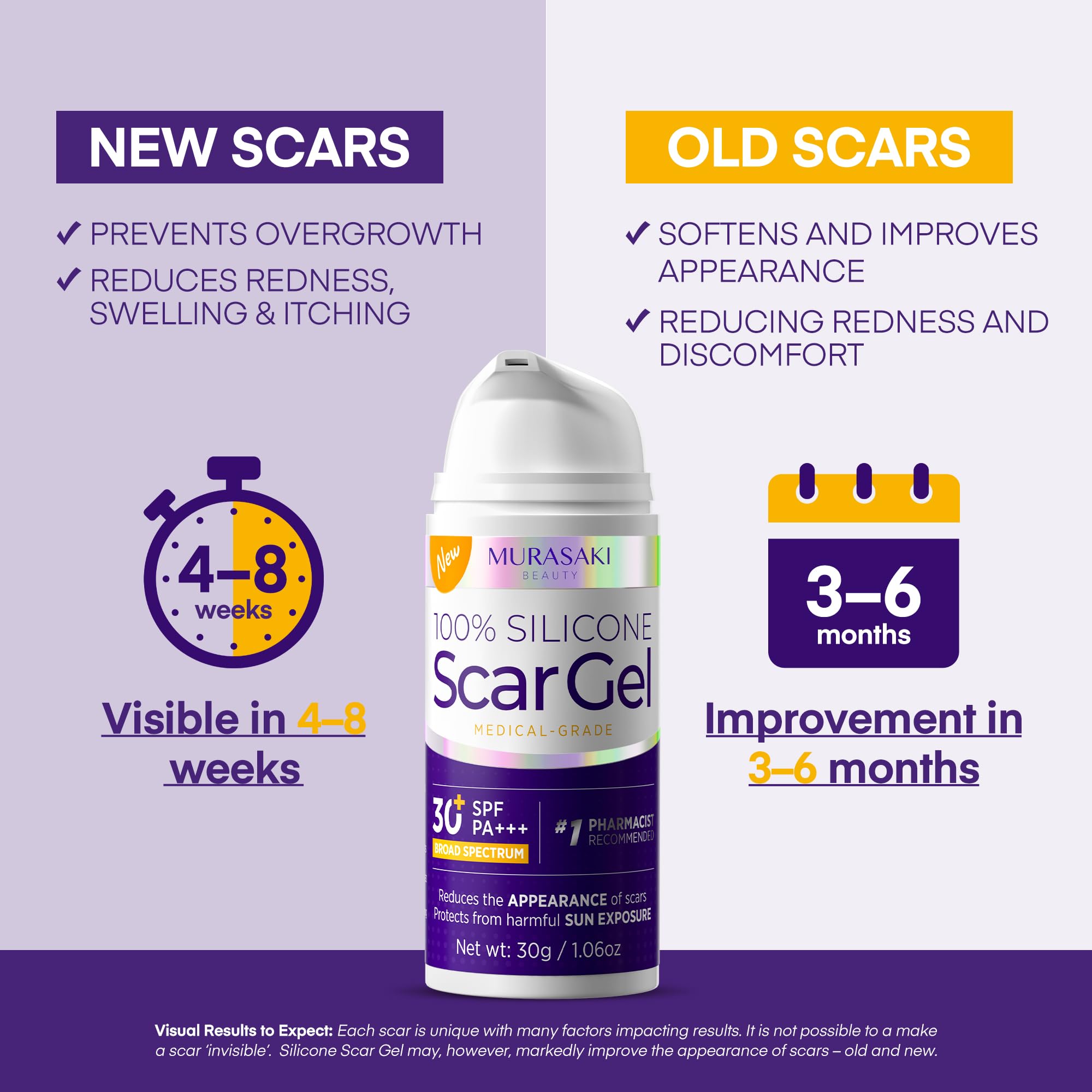 MURASAKI BEAUTY Gel cicatrice SPF 30 protège les zones sensibles des rayons UV