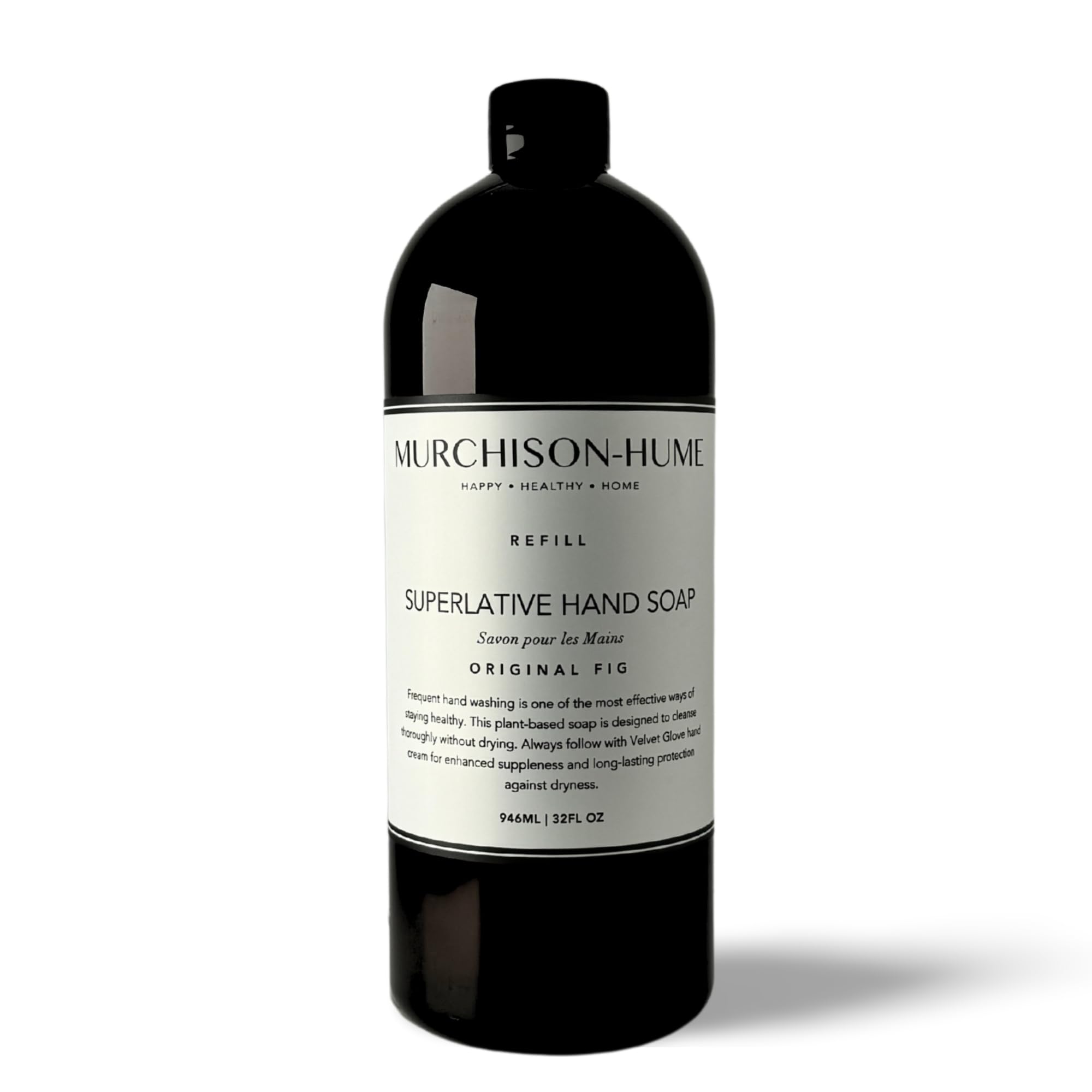 Savon mains Murchison-Hume Original Fig dans une bouteille élégante; hygiène délicate.