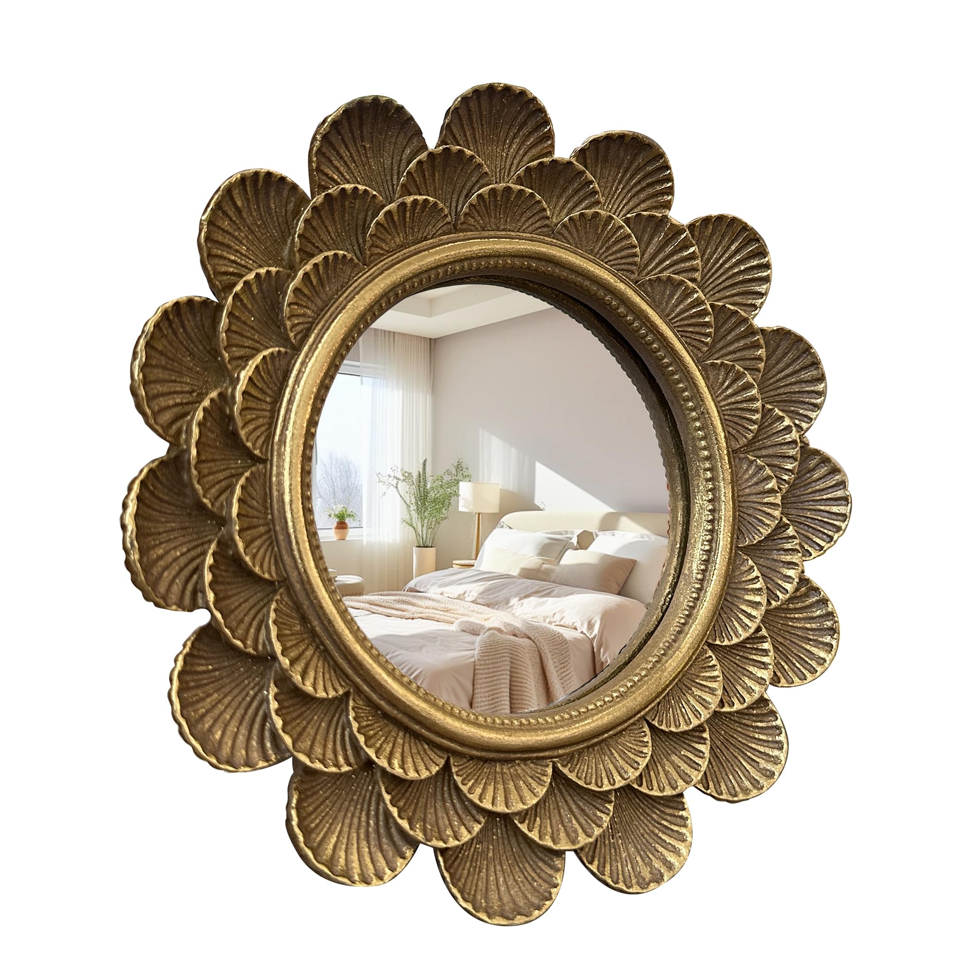 Musanpou miroir vanité vintage rond doré, parfait pour le maquillage quotidien.
