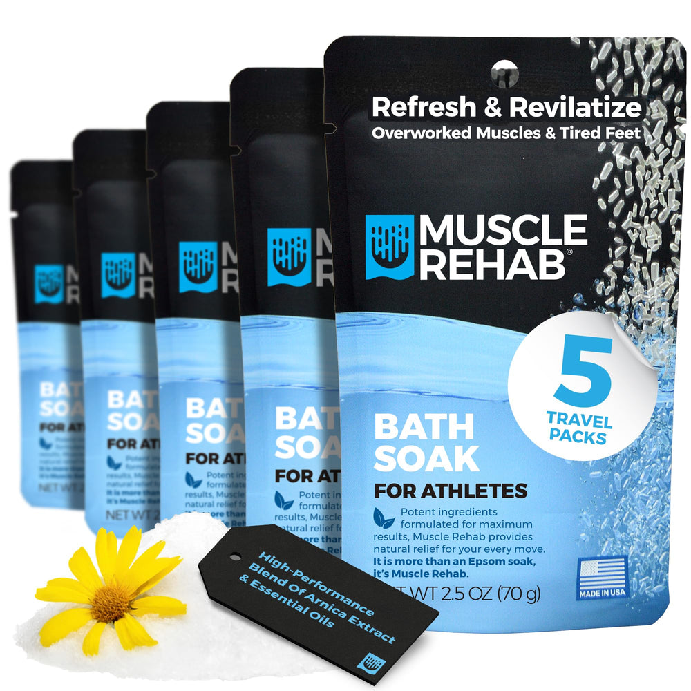 Muscle Rehab sachet Epsom voyage avec arnica pour réconfort musculaire après l'effort.