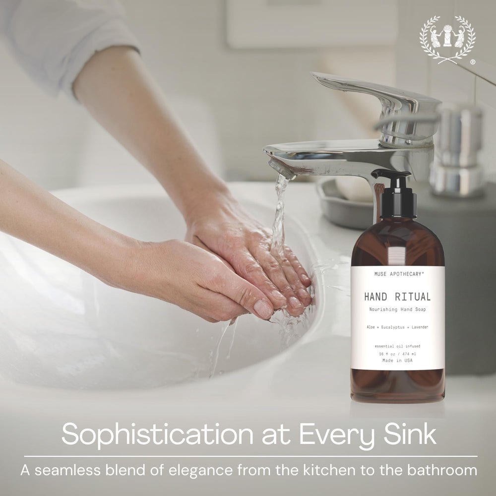Muse Apothecary Hand Ritual, certifié sans cruauté et USDA, pour une routine éthique.