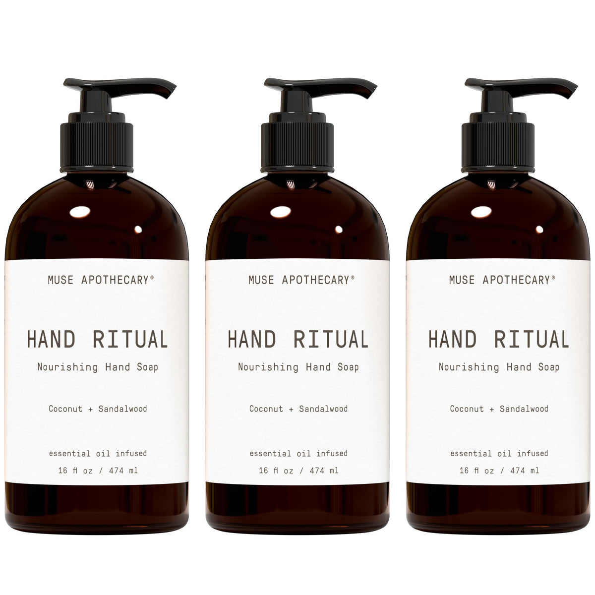 Muse Apothecary Hand Ritual, rituel-main-bouteille aromathérapie apaisante pour les mains.