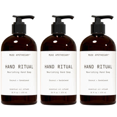 Muse Apothecary Hand Ritual, rituel-main-bouteille aromathérapie apaisante pour les mains.