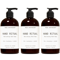 Savon mains Muse Apothecary, flacon 473 ml, arôme apaisant et hydratant.