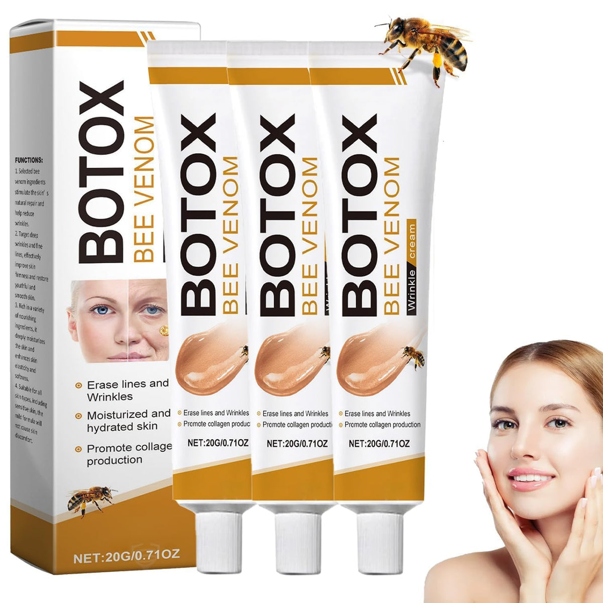 Musellot Crème venin d abeille flacon pour soin anti-âge doux