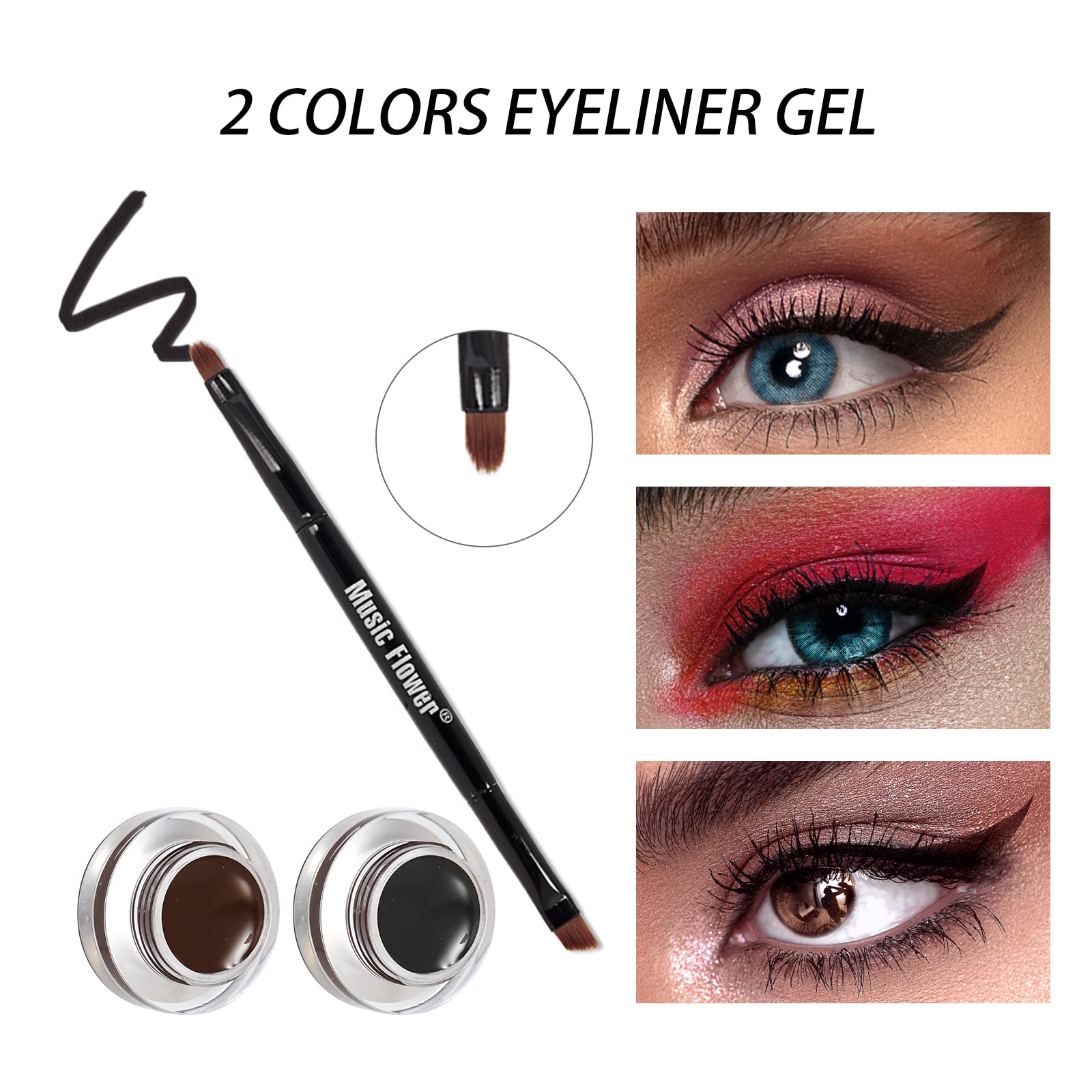 Music Flower pack deux teintes: noir et brun pigmentés pour divers looks.