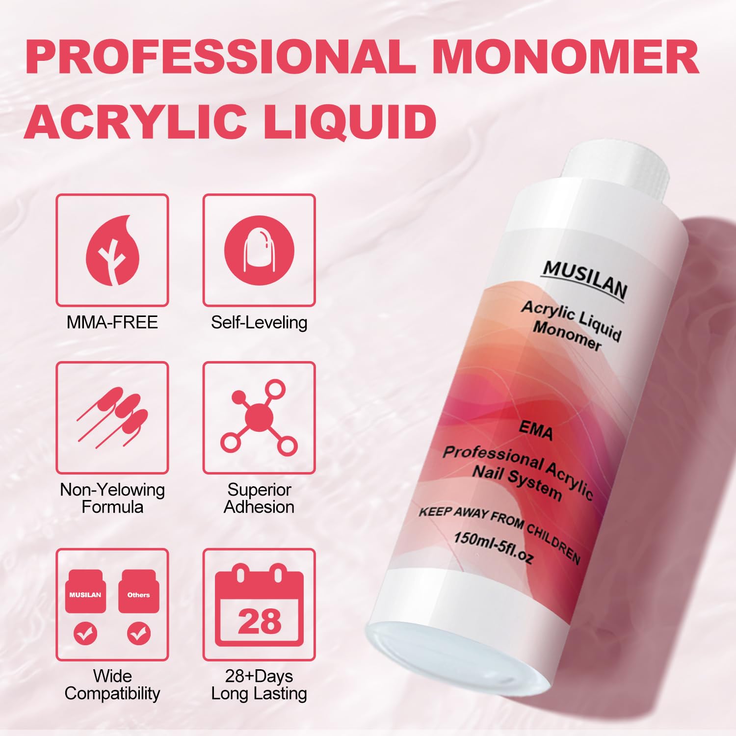 MUSILAN liquide acrylique 2x150ml – bouteilles faciles à manipuler pour débutants.