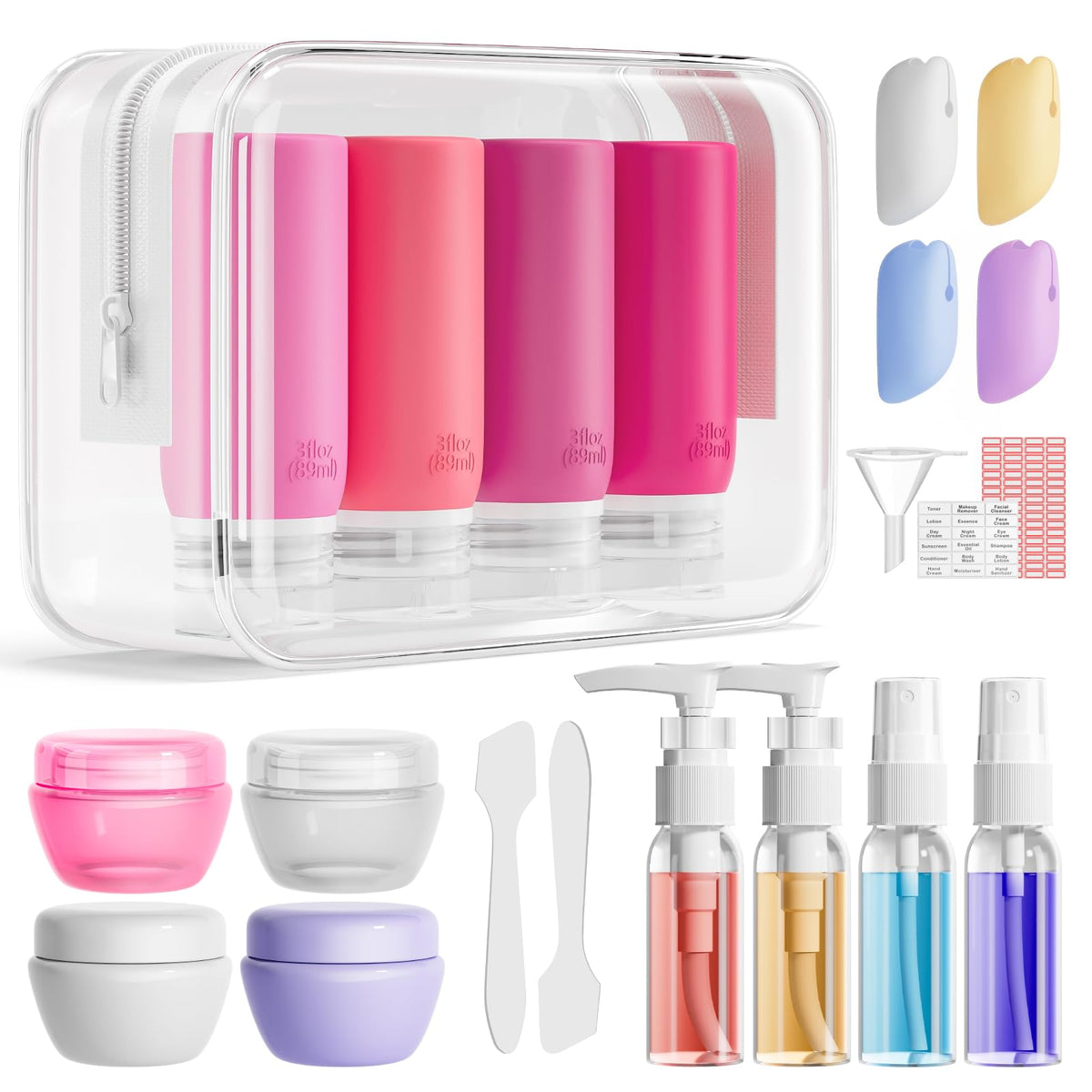 Muslish bouteilles silicone 3oz, pratique pour cabine et voyage léger.