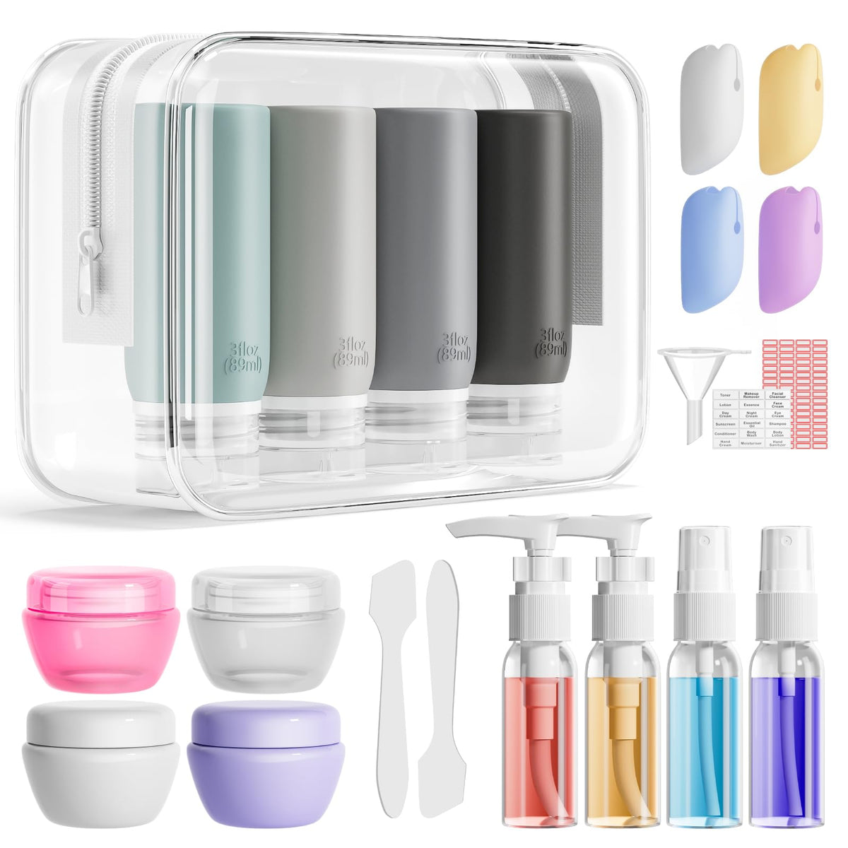 Muslish flacons silicone voyage 3oz, pratiques et sécurisés pour shampoing et gels