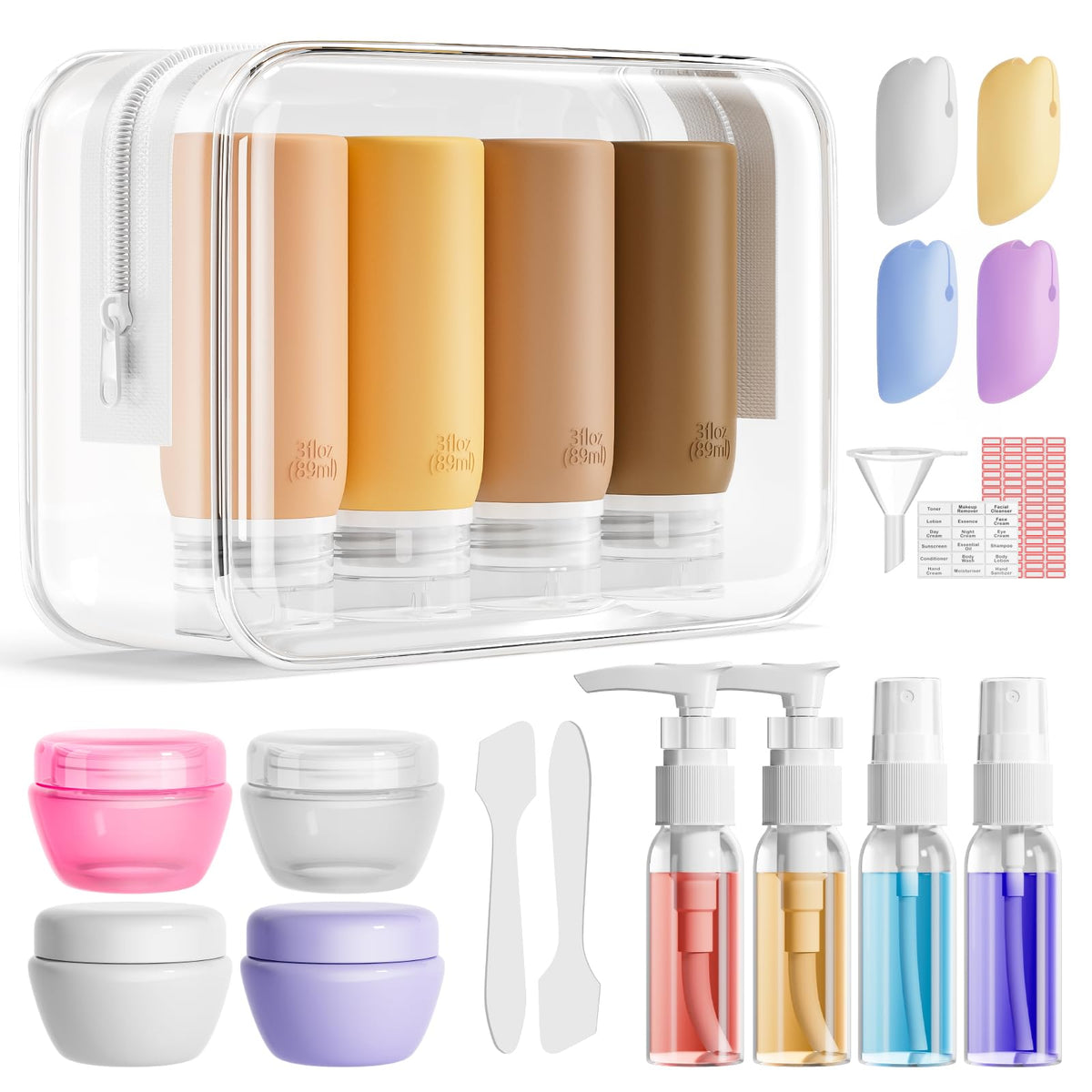 Muslish Ensemble 21 Bouteilles Voyage Hygiène: kit pratique et sans fuite lors des voyages.
