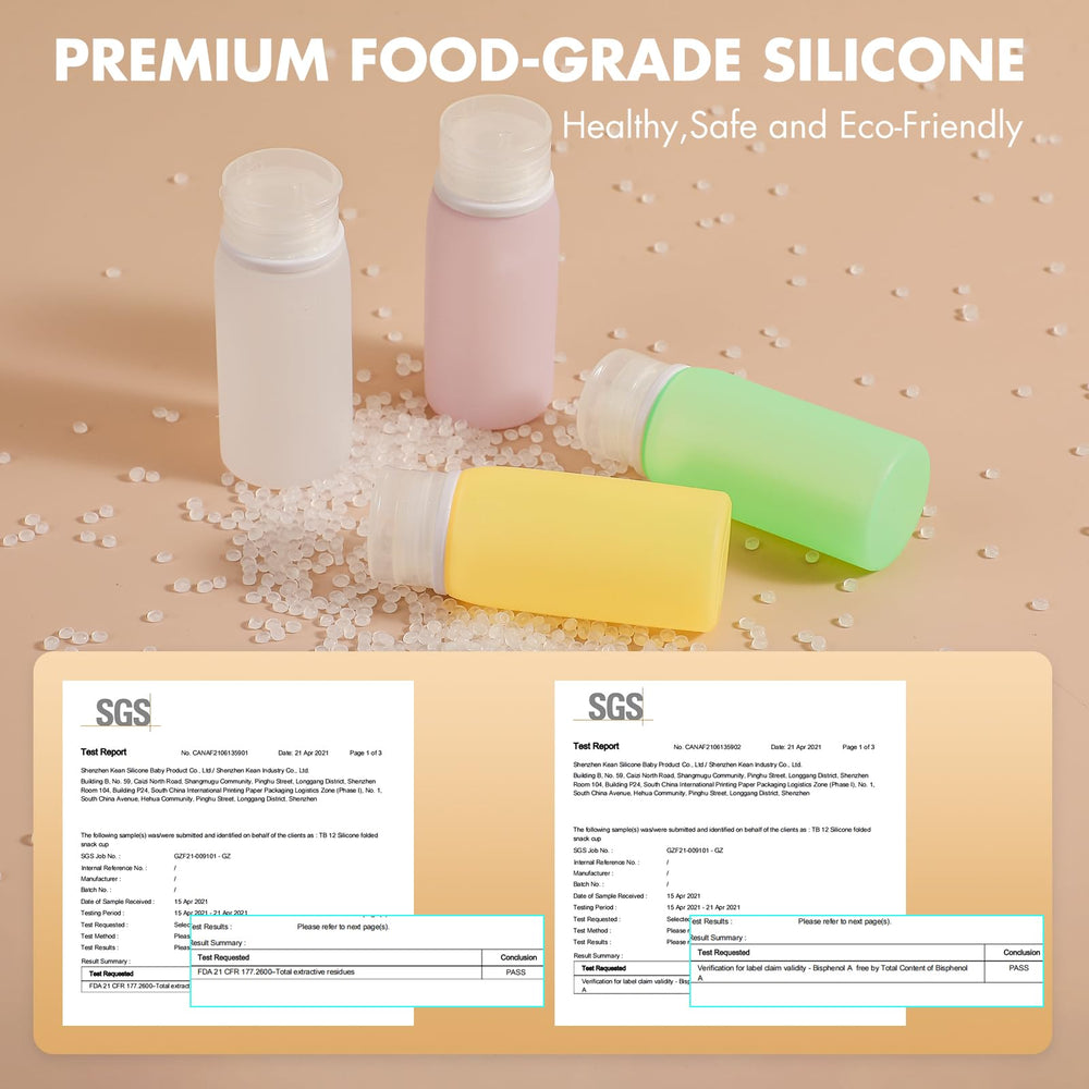Flacons Muslish en silicone avec pompe, distribution douce.