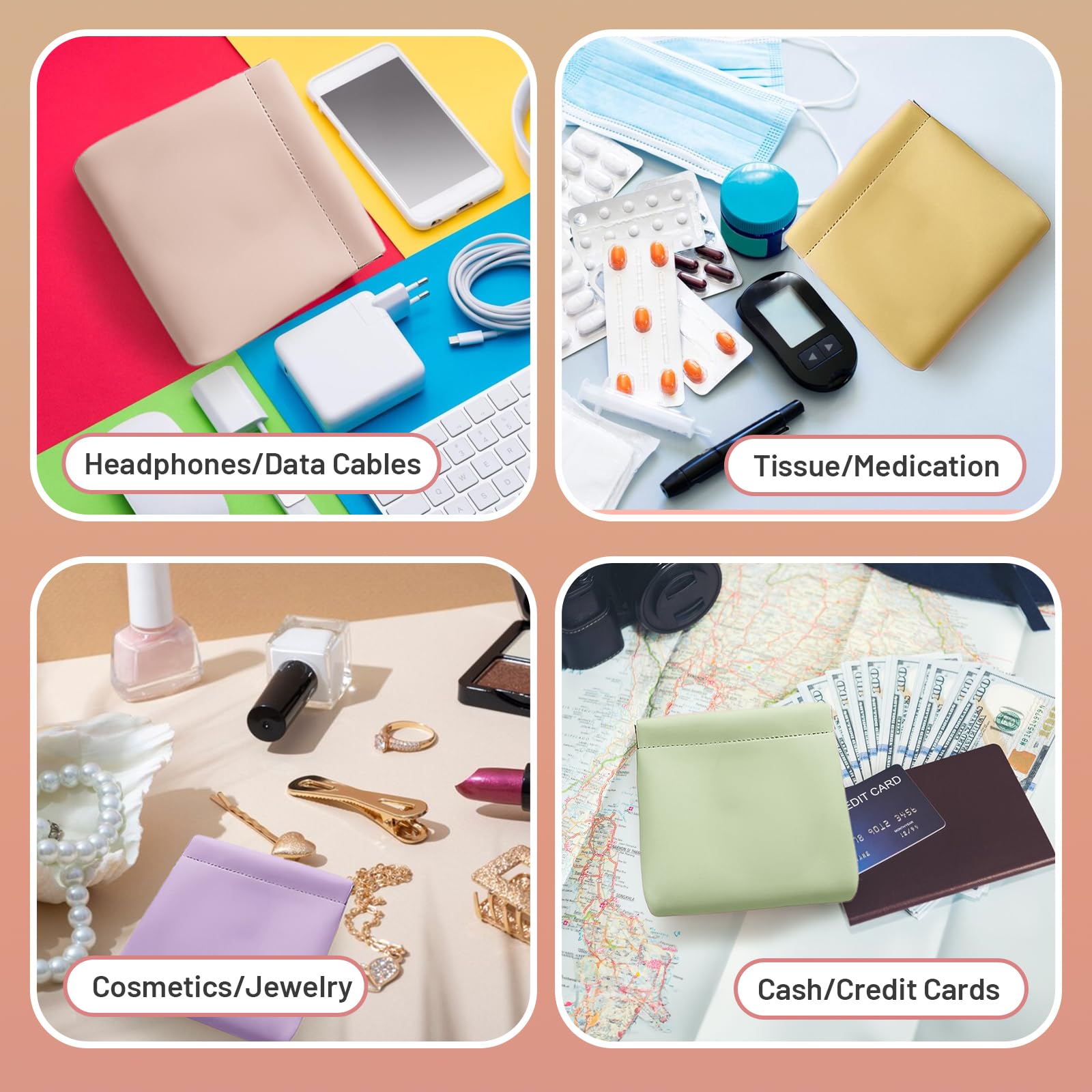 Taille L 7×5,5 pouces idéale pour cosmétiques et accessoires