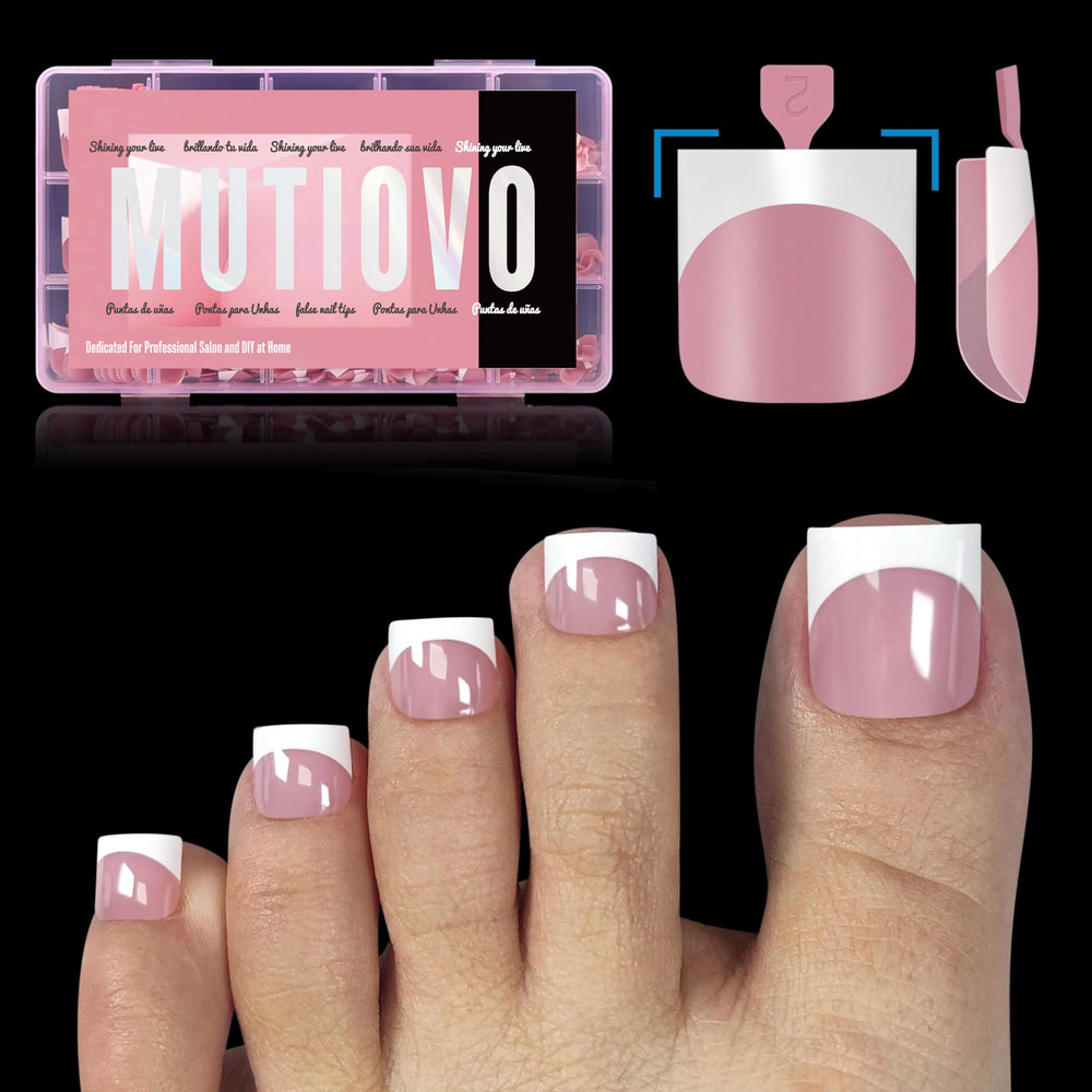 MUTIOVO – pointes d’ongles d’orteil à pointe française rose framboise pour pédicure rapide.
